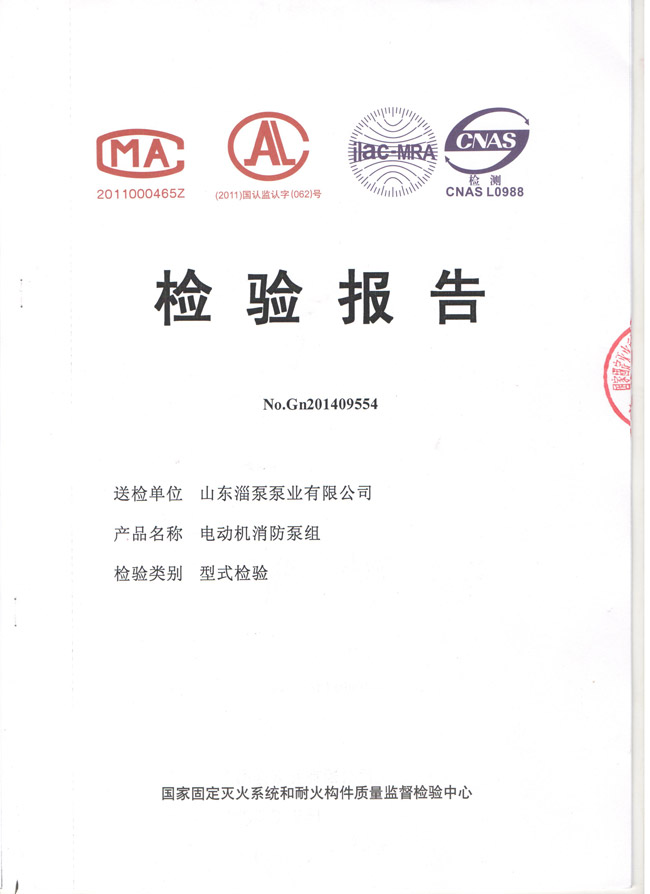 DL消防泵檢（jiǎn）驗報告