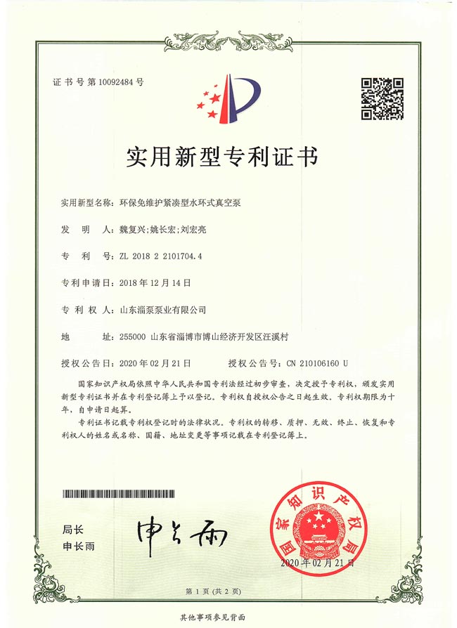 環保免維（wéi）護緊湊型水環式真空泵